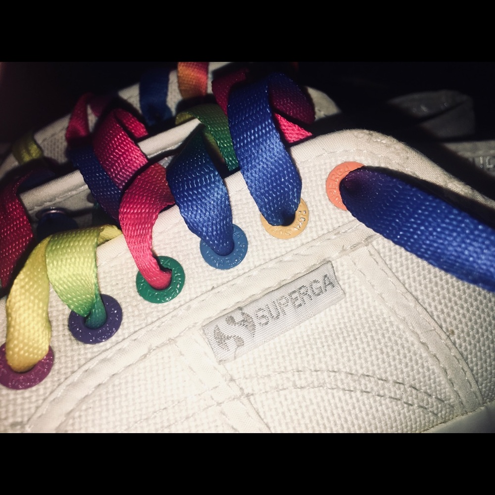 Superga White Trainers Rainbow 39.5  preloved